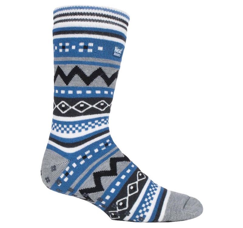 Heat Holders - Mens Soul Warming Thick Winter Nordic Patterned Non Slip Thermal Slipper Socks with Grippers