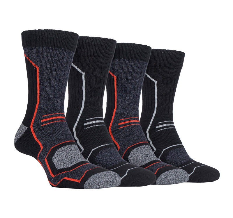 Storm Bloc - 4 Pairs Mens Cushioned Anti Blister Breathable Ribbed Hiking Socks with Arch Support