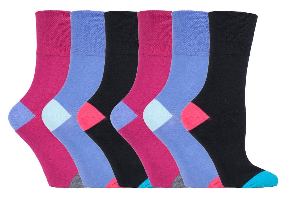 3 6 Pack Ladies Non-Binding Soft Cotton UK 4-8 Gentle Grip Comfort Socks