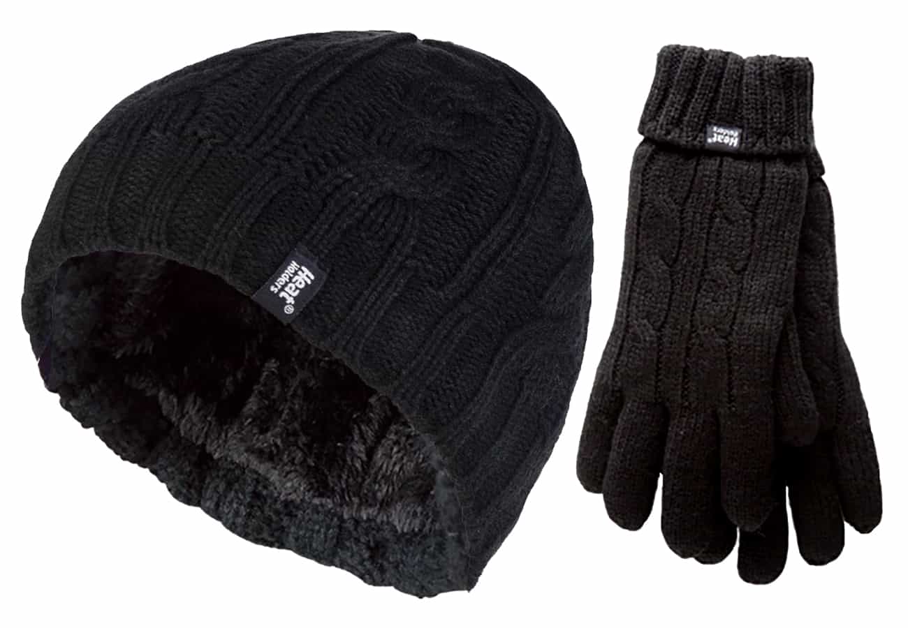 ladies hat and gloves black V2