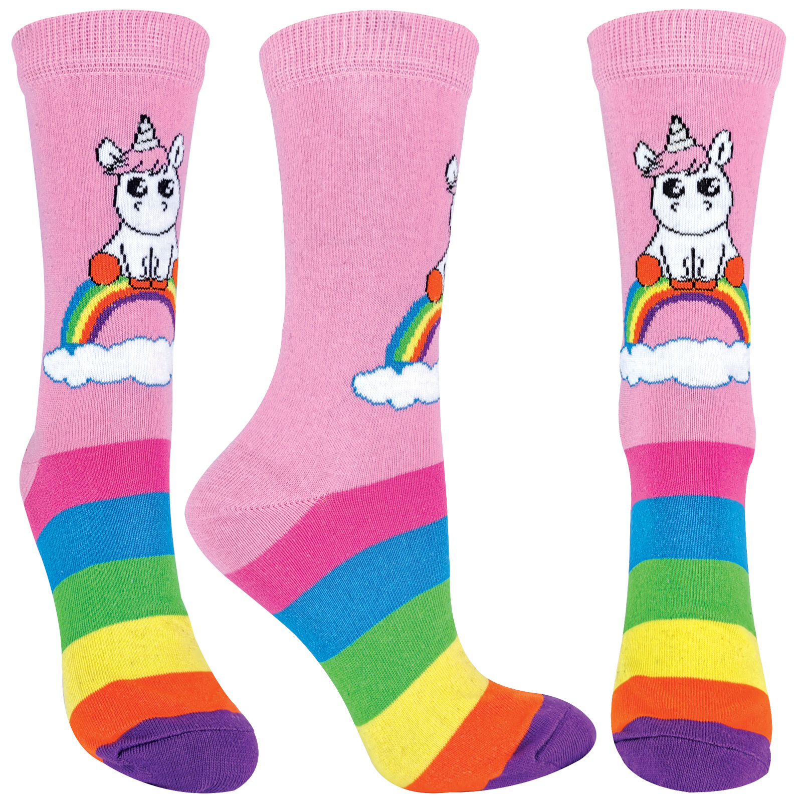 Ladies Rainbow Unicorn Socks 3 MAIN