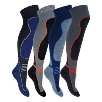 4 Pairs Mens Extra Warm Long Knee High Colourful Winter Wool Blend Ski Socks