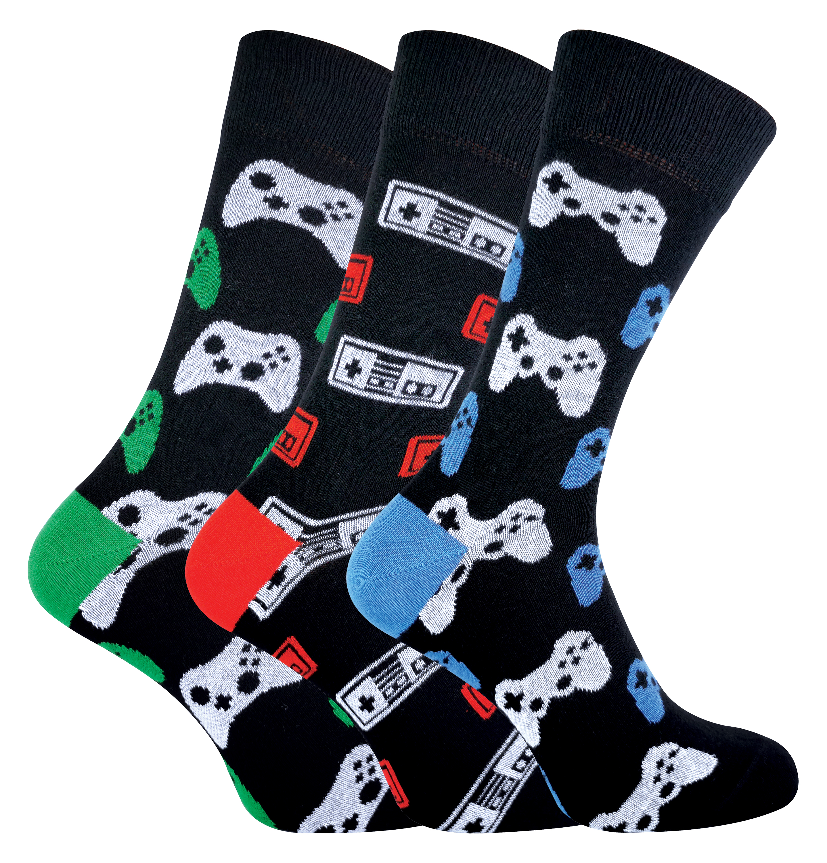 3 Pack Mens Retro Gaming Socks - 6-11, Gaming Controllers